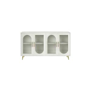 59.8 in. W x 15.5 in. D x 32.3 in. H White Linen Cabinet with Adjustable Shelves