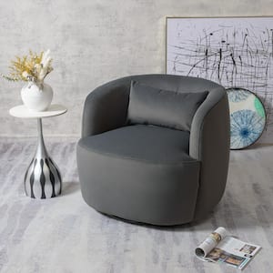 Modern Dark Gray Velvet Fabric Upholstered Swivel Accent Armchair