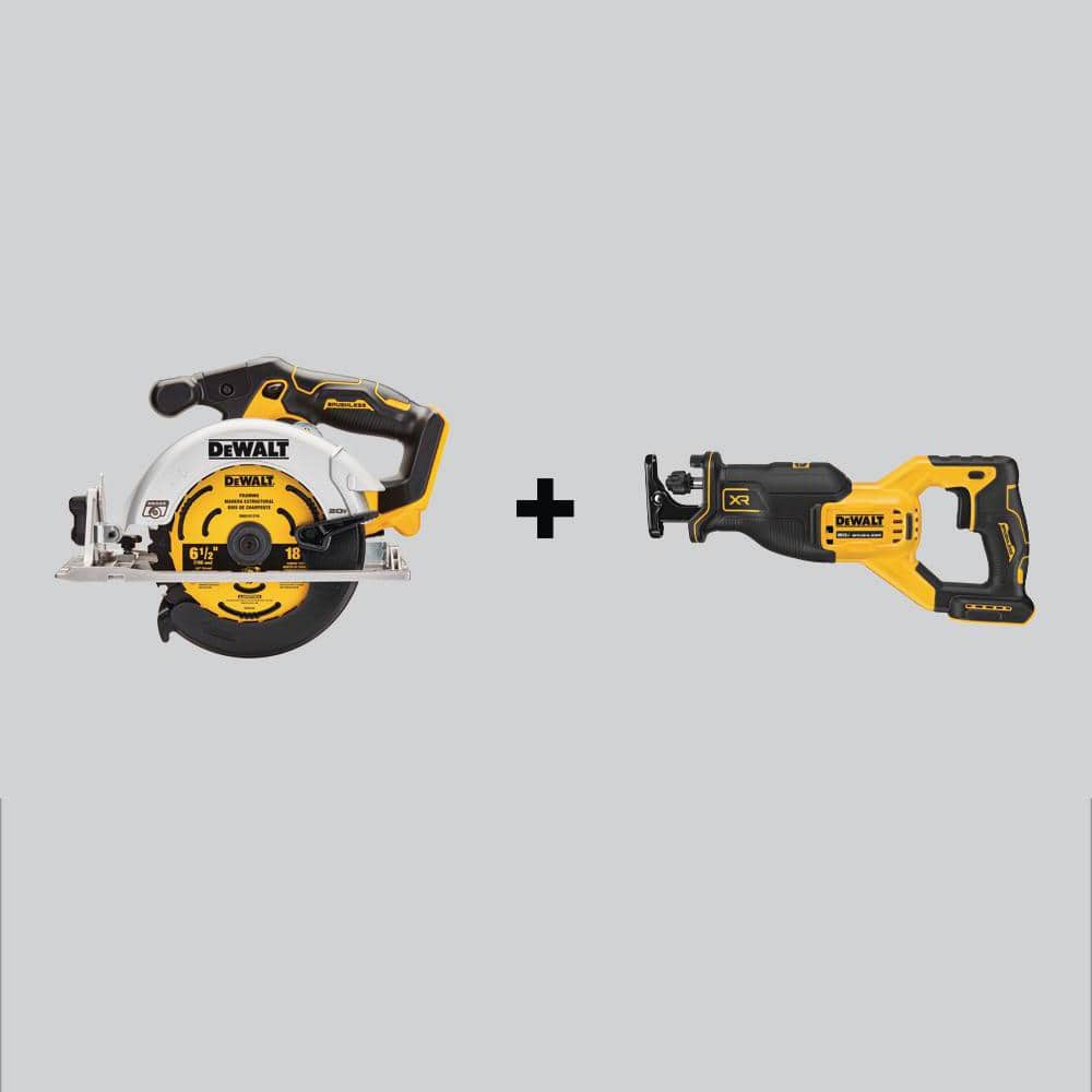 DEWALT 20V MAX Cordless Brushless 6-1/2 in. Circular Saw and 20V MAX XR  Cordless Brushless Reciprocating Saw (Tools-Only) DCS565BWDCS382B The  Home Depot