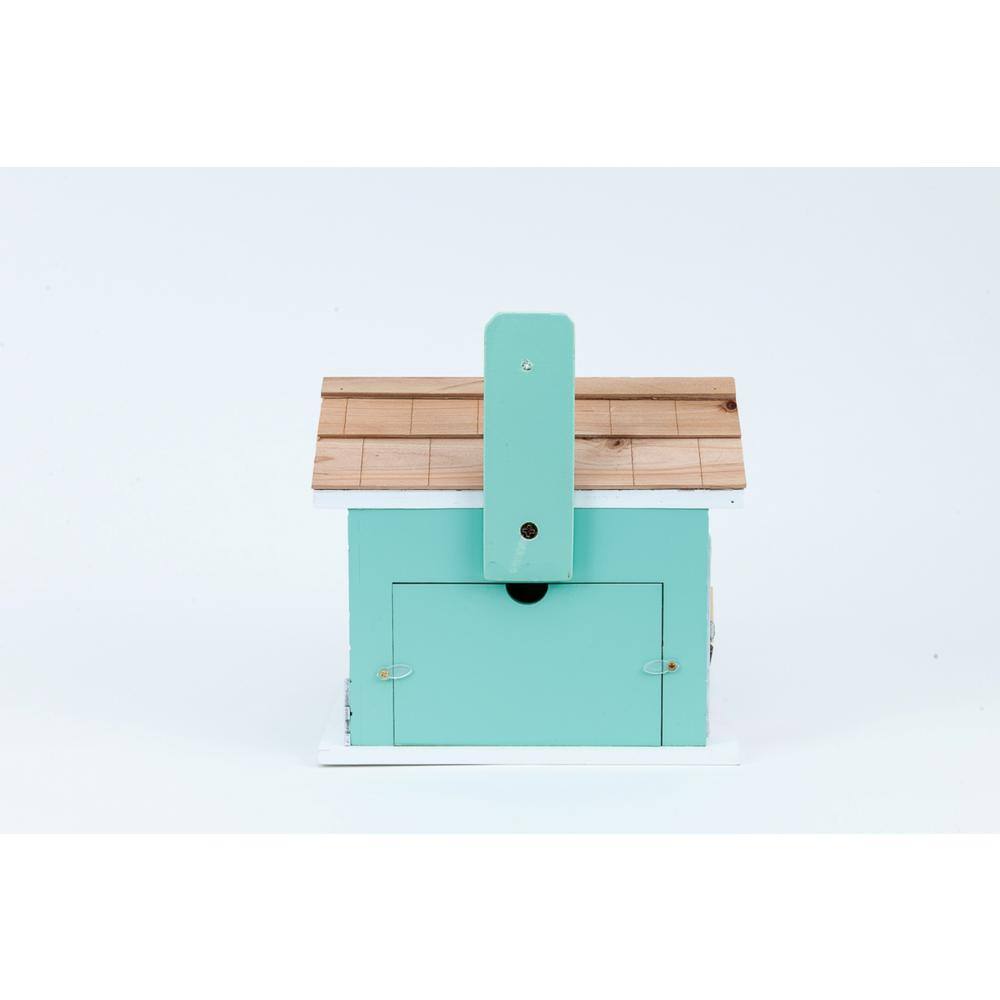 Pastel Green and Pink Wooden She Shed Birdhouse