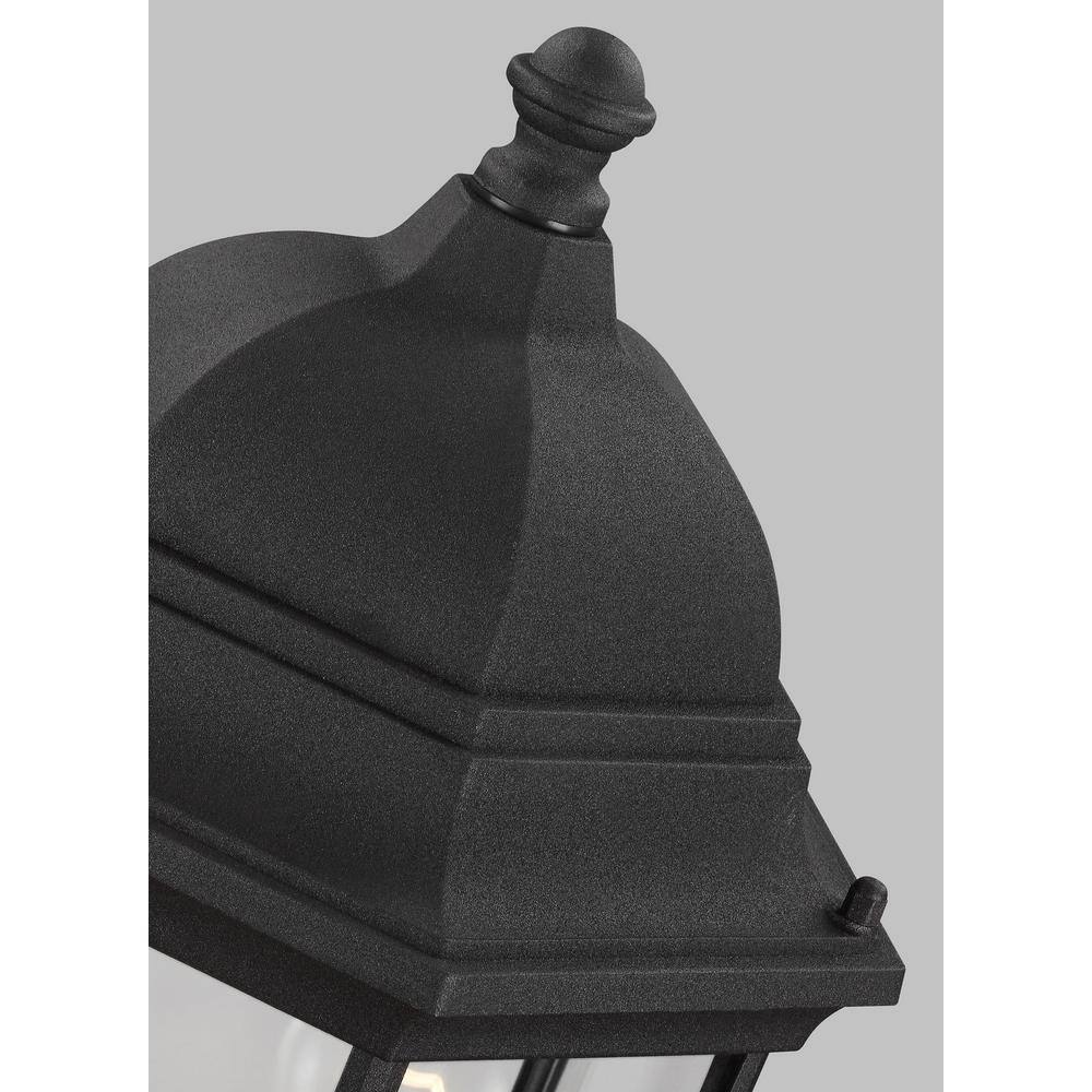 Sevier Black 1-Light Outdoor Post Lantern with Clear Glass Shade