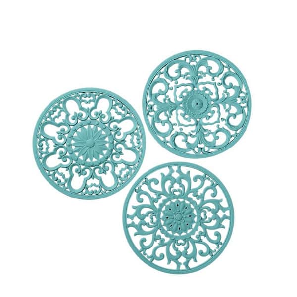 3-Pack Turquoise Extra Thick Food Safe Silicone Trivet Mat for Hot Dishes, Non-Slip and High Heat Resistant Mat