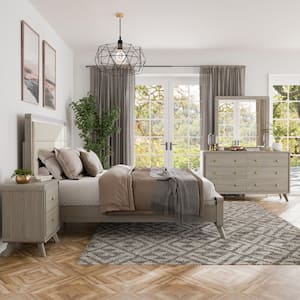 dresser to match grey bed Furniture of America Sander 4-Piece Gray Wood Panel Upholstered Bedroom Set Toowoomba