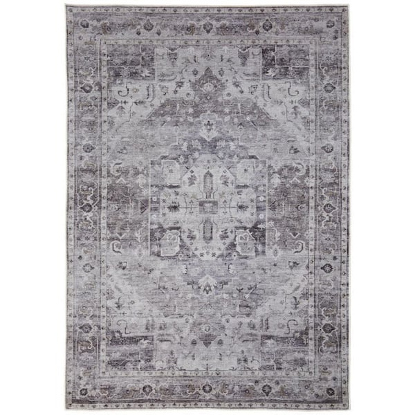 HomeRoots 8 ft. x 10 ft. Gray, Ivory Abstract Area Rug