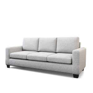 Shay 83 in. Light Gray Polyester Upholstered 3-Seater Track Arm Sofa with Square Arms