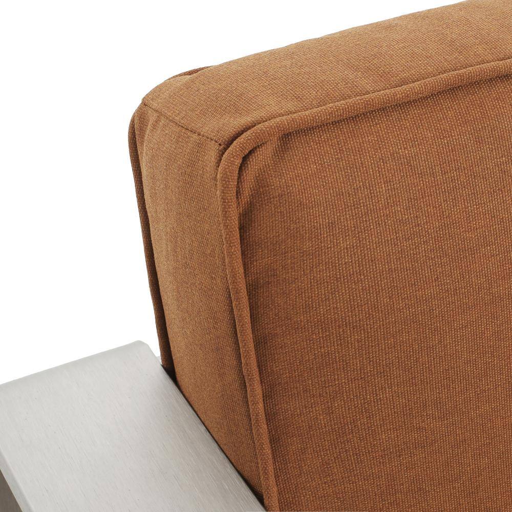 Silver Aluminum Outdoor Club Chair Set with Orange Cushions