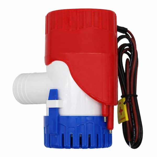 Automatic 1100 GPH 12V Bilge Pump with 1-1/8 in Outlet, Compact Submersible Water Removal Pump for Boats