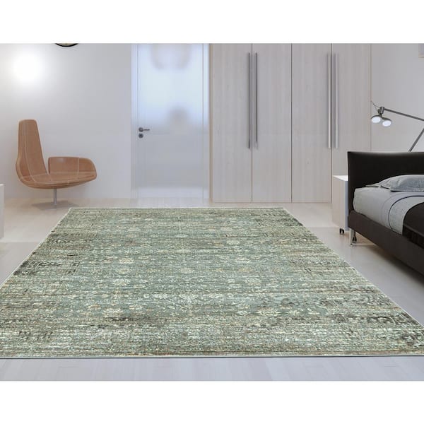 Seriate Light Green 5 ft. x 7 ft. Traditional Vintage Area Rug 501 