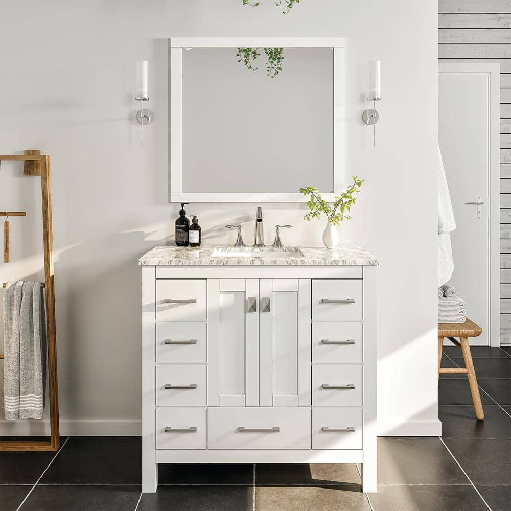 Eviva Hampton 36 in. W x 22 in. D x 34 in. H Bathroom Vanity in White ...