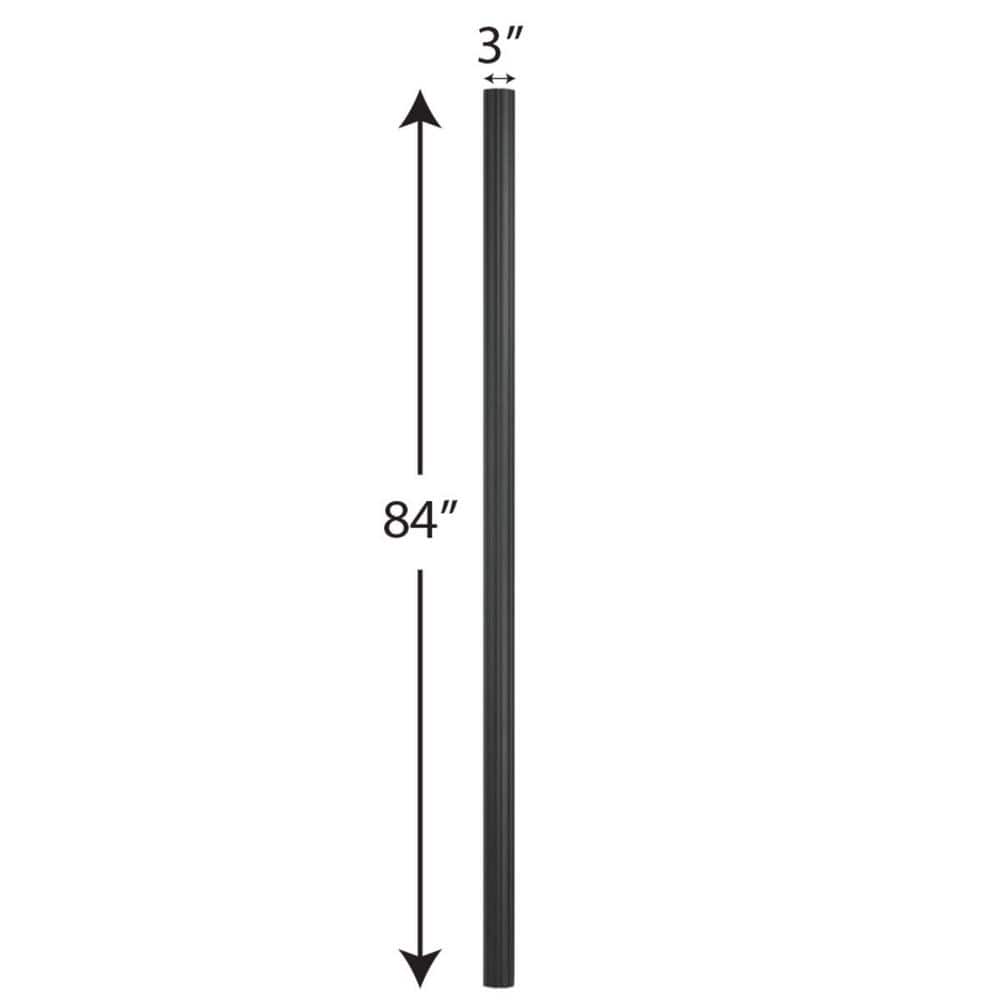 84-Inch Black Aluminum Outdoor Light Post with Fluted Design