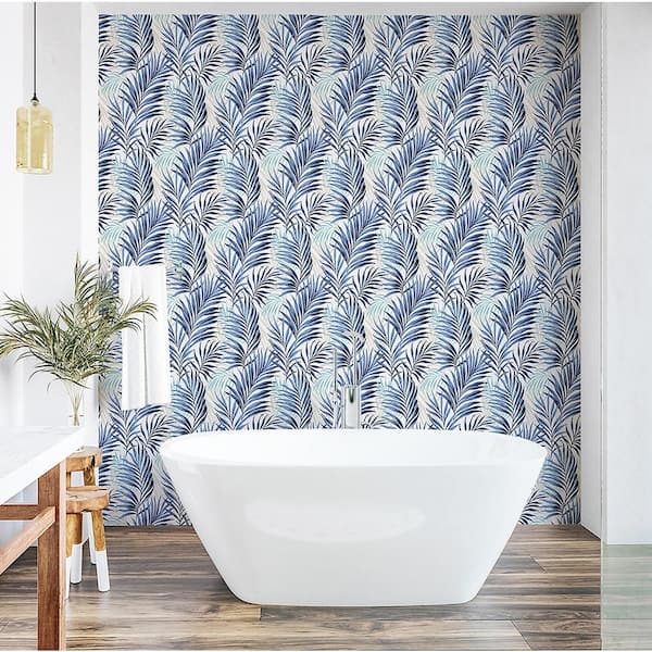 Tommy Bahama Palmiers Azure Vinyl Peel & Stick Wallpaper Roll (Covers 30.75  Sq. Ft.) 802803WR - The Home Depot