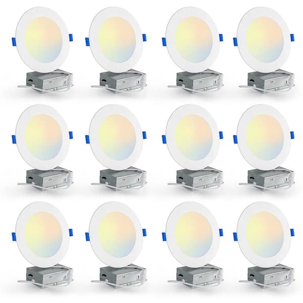 ELECWISH 6 in. Selectable CCT Canless Integrated LED Recessed Light Kit 900 Lumens Dimmable (12-Pack)