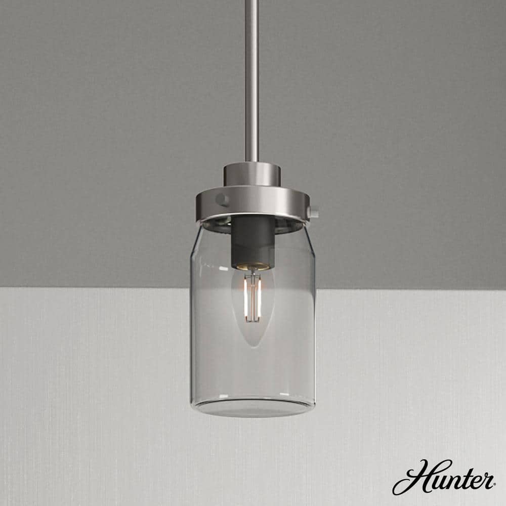 Rustic Farmhouse Mini Jar Pendant Light in Brushed Nickel