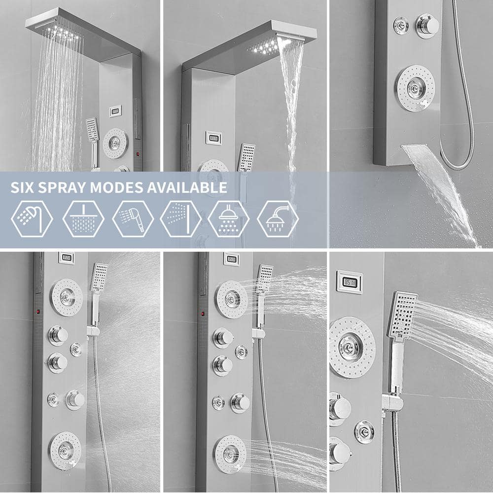 Nickel Chrome Multi-Function LED Shower Panel System