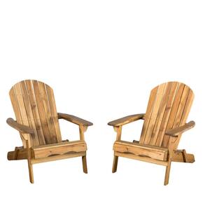 Obadiah Natural Stained Folding Wood Adirondack Chair (2-Pack)