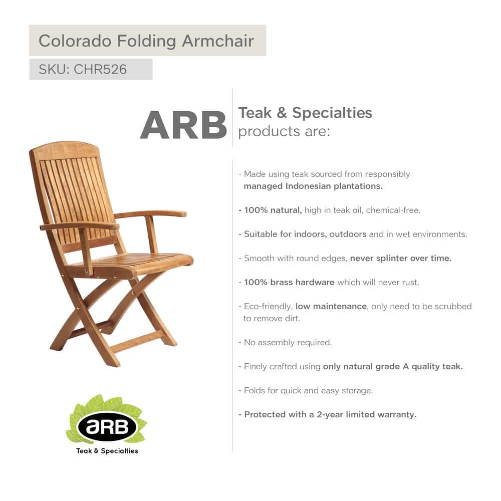 Colorado Honey Teak Folding Outdoor Armchair
