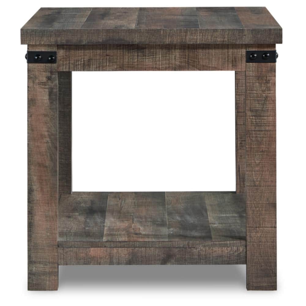 Chic Contemporary 24'' Brown Wood Square End Table with Storage