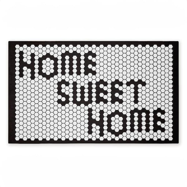 Sweet Home Mosaic Pattern Black 18 in. x 30 in. Polyester Non-Slip Outdoor Door Mat
