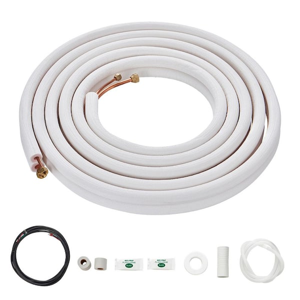 1/4in. and 1/2 in. Mini Split Line Set, 16 ft O. D Copper Pipes Tubing and Triple-Layer Insulation, for Air Conditioning