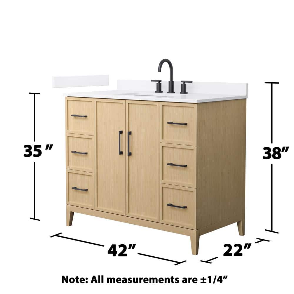 Elan 42'' White Oak Single Bathroom Vanity with Quartz Top