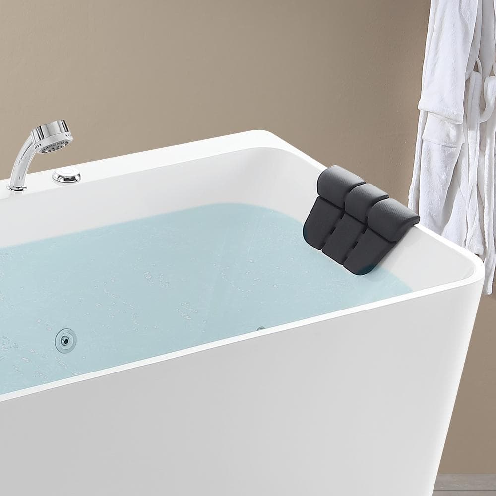67'' White Freestanding Acrylic Whirlpool Bathtub with Faucet