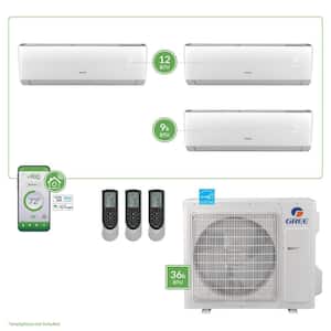 Gen3 Smart Home Triple-Zone 34,000 BTU 3 Ton Ductless Mini Split Air Conditioner with Heat, Inverter, Remote - 230-Volt