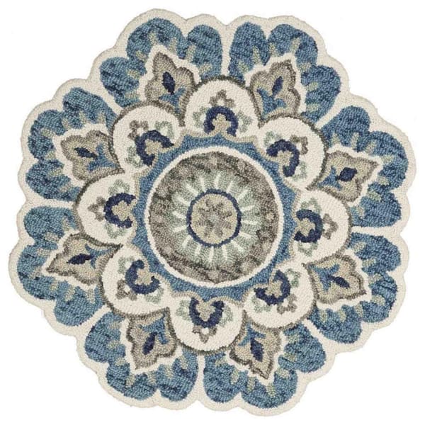 Bernadette Blue/Green 4 ft. Round Area Rug