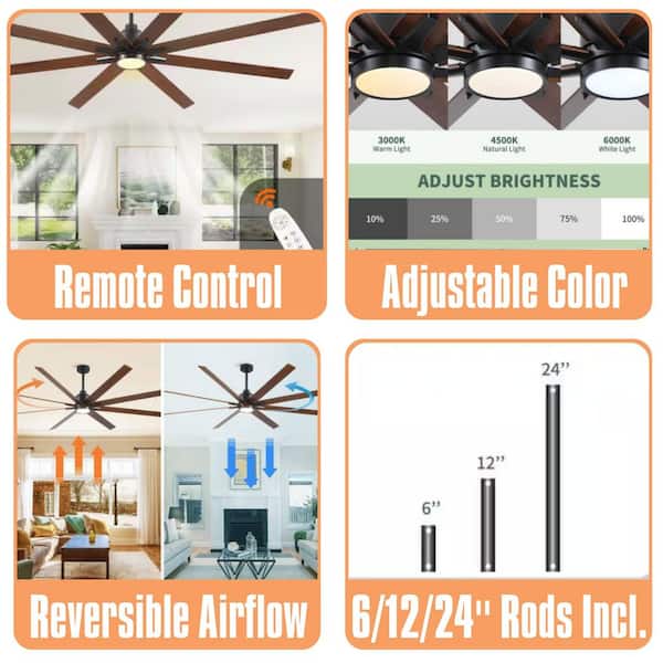 84 in. Brown Lowe Profile Ceiling Fan with Light