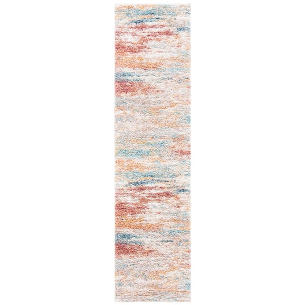 Calista 2 ft. x 5 ft. Beige/Aqua Abstract Multicolor Runner Rug