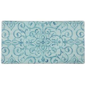 J&V Textiles Poppy Sketch Tile Blue 20 in. x 39 in. Anti-Fatigue Kitchen Mat