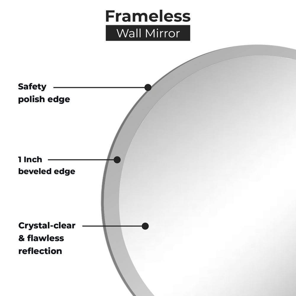 30" Round Frameless Polished Bathroom Vanity Mirror