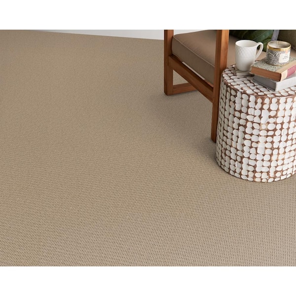 Terrain - Mushroom - Brown 13.2 ft. 34 oz. Wool Loop Installed Carpet