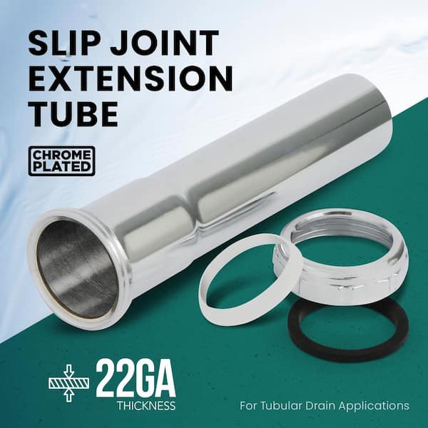 P-trap Extension 1-1/4 OD Brass Slip Joint Extension Tube - 12 Length With Nut & Washer | Oil Rubbed Bronze P-Trap Or Sink Drain Extension Brass Extension Tube 1-1/4 Inch OD 12