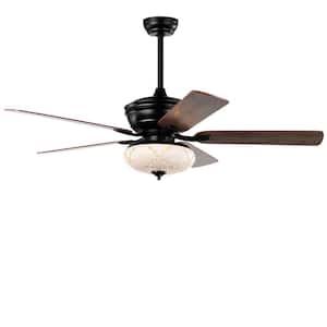 52 in. Indoor Black Ceiling Fan with 3 Wind Speeds and 5 Reversible Blades