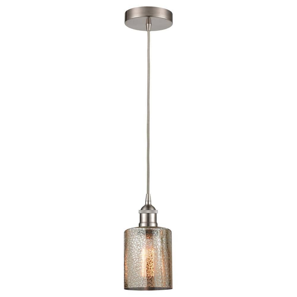 Cobbleskill 60-Watt 1-Light Brushed Satin Nickel Standard Mini Pendant Light with Painted Glass Shade, No Bulbs Included price history on PriceWatchPro
