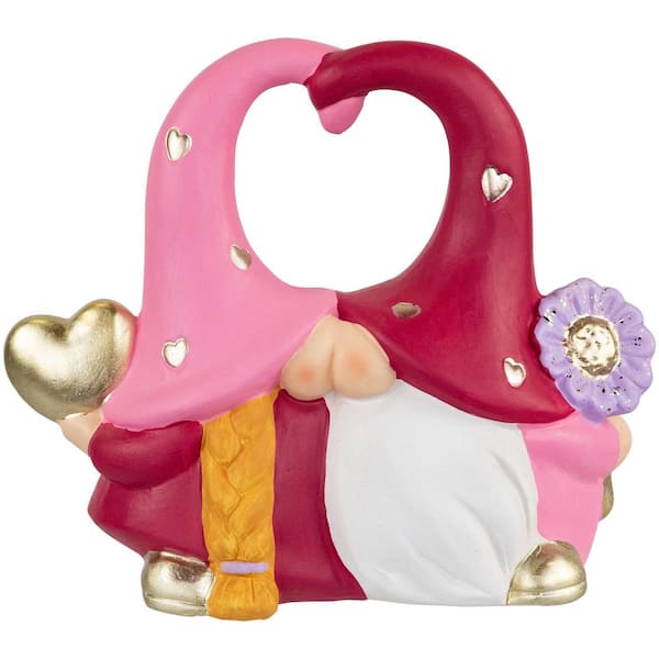 Pink Resin Kissing Gnomes Valentine's Day Decoration - 6.5" x 8"