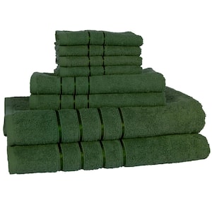 8-Piece Green 100% Cotton Plush Bath Towel Set