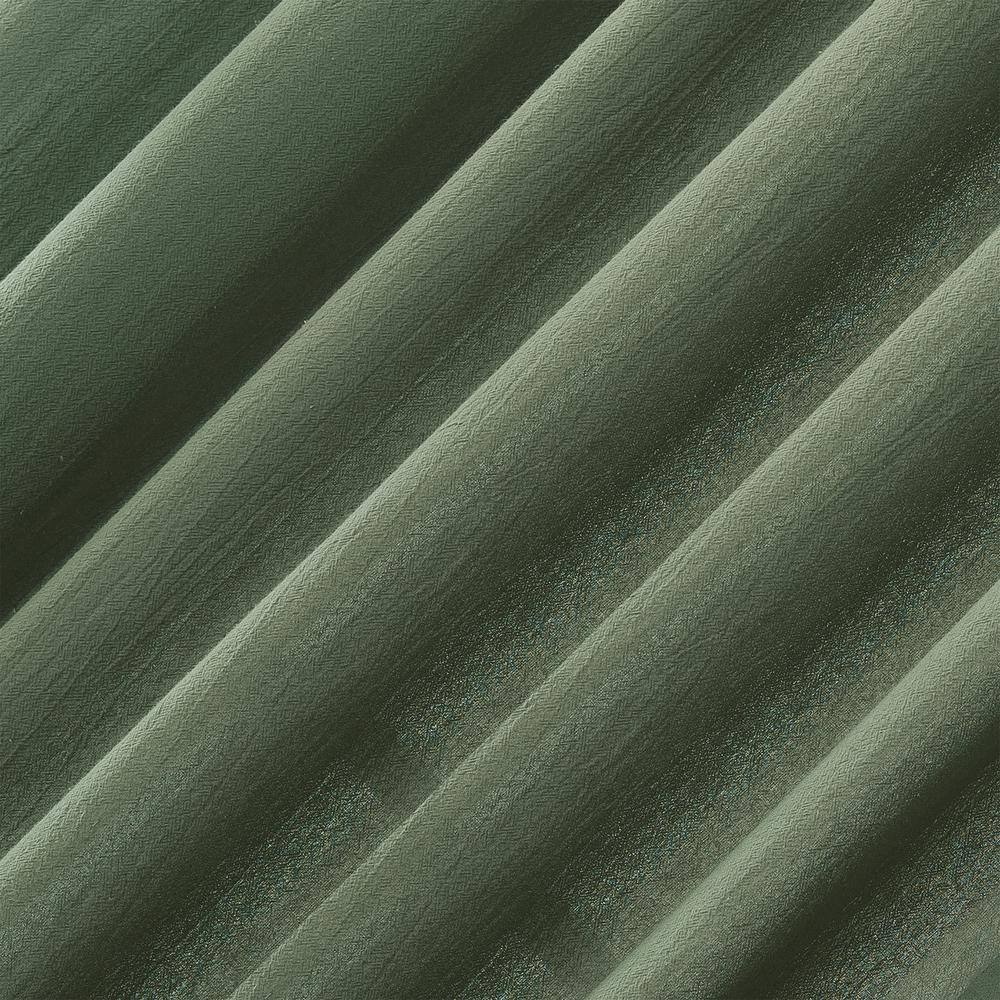 Moss Green Cotton Twist Tab Light-Filtering Curtain Panel 52" x 84"