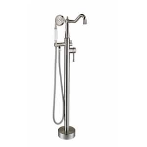 Single-Handle Classical Freestanding Tub Faucet with Hand Shower in. Brushed Nickel