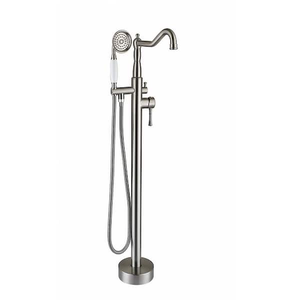 Maincraft Single-Handle Classical Freestanding Tub Faucet with Hand Shower in. Brushed Nickel