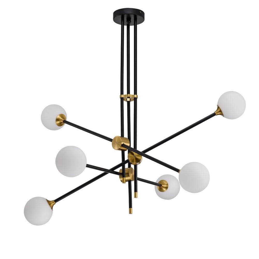 Warehouse of Tiffany Emillo 41 in. 6-Light Indoor Black Chandelier with ...