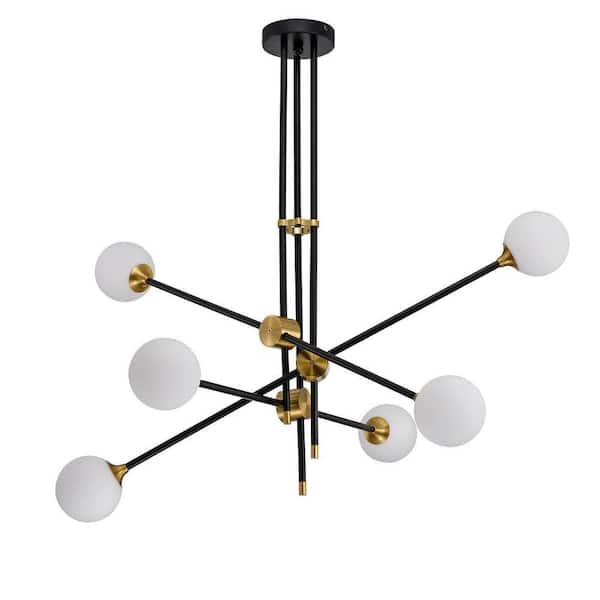 Warehouse of Tiffany Emillo 41 in. 6-Light Indoor Black Chandelier with Light Kit