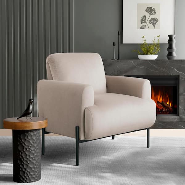 Lifestyle Solutions Knoxville Taupe Velvet Arm Chair