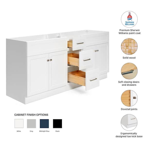 ARIEL Hamlet 72-in White Bathroom Vanity Cabinet ARIEL Hamlet 72-in White Bathroom Vanity Cabinet