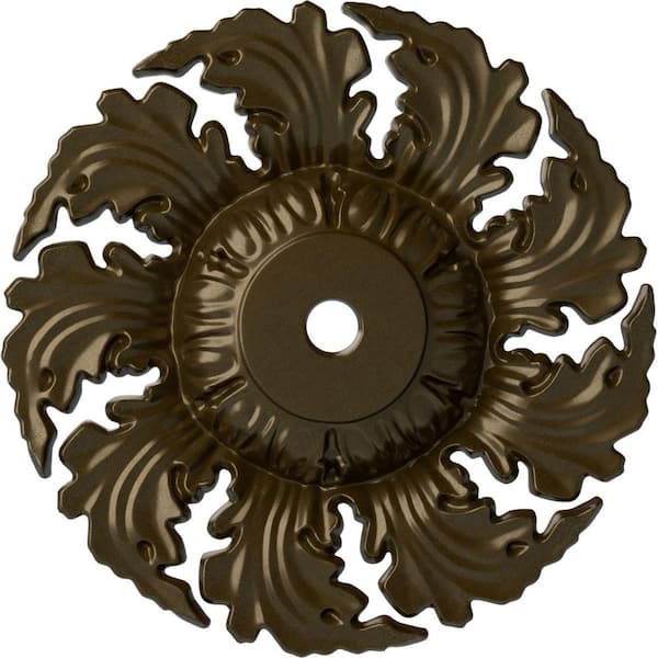 Ekena Millwork 14-5/8" x 2-1/4" Needham Urethane Ceiling Medallion (Fits Canopies upto 4-1/4"), Brass
