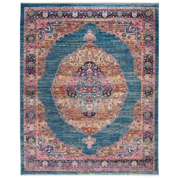 Nirvana 9 ft. x 13 ft. Navy/Multi Medallion Ornate Area Rug