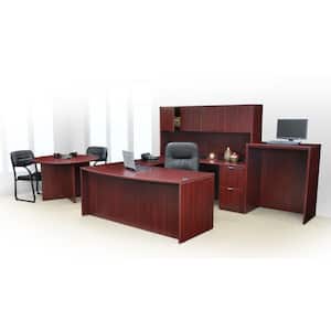 Legacy 71 in x 35 in. Mahogany U Desk with Double Full Pedestal Drawer Unit