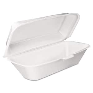Foam Hinged Lid Container, Hoagie Container with Removable Lids, 5.3 x 9.8 x 3.3, White (500-Pack)