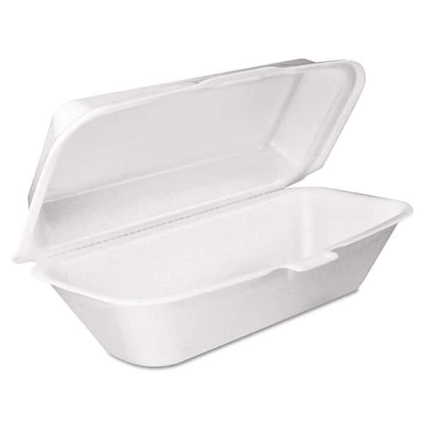 DART Foam Hinged Lid Container, Hoagie Container with Removable Lids, 5.3 x 9.8 x 3.3, White (500-Pack)