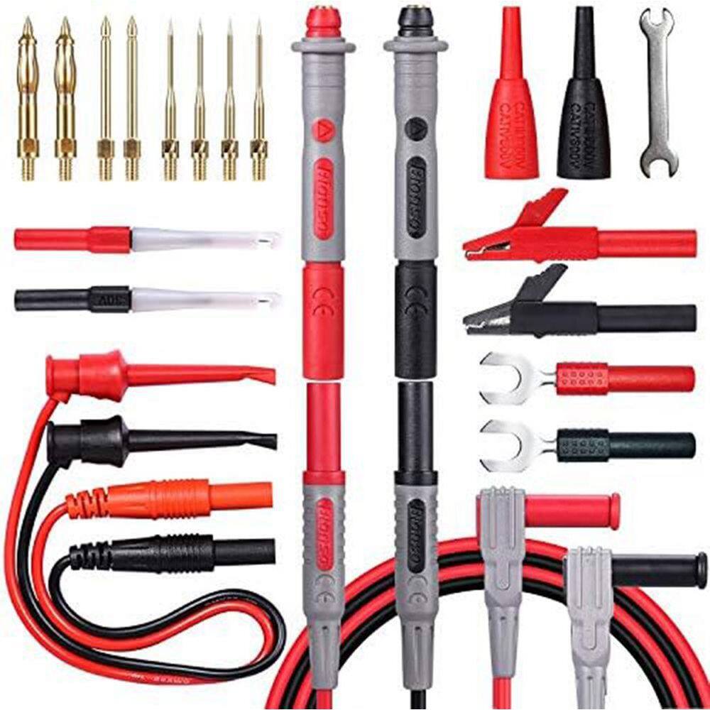 25-Piece Professional Upgraded Multimeter Leads Kit with Gold-Plated Probes Alligator Clips Test Hooks Back Probe Pins price history on PriceWatchPro